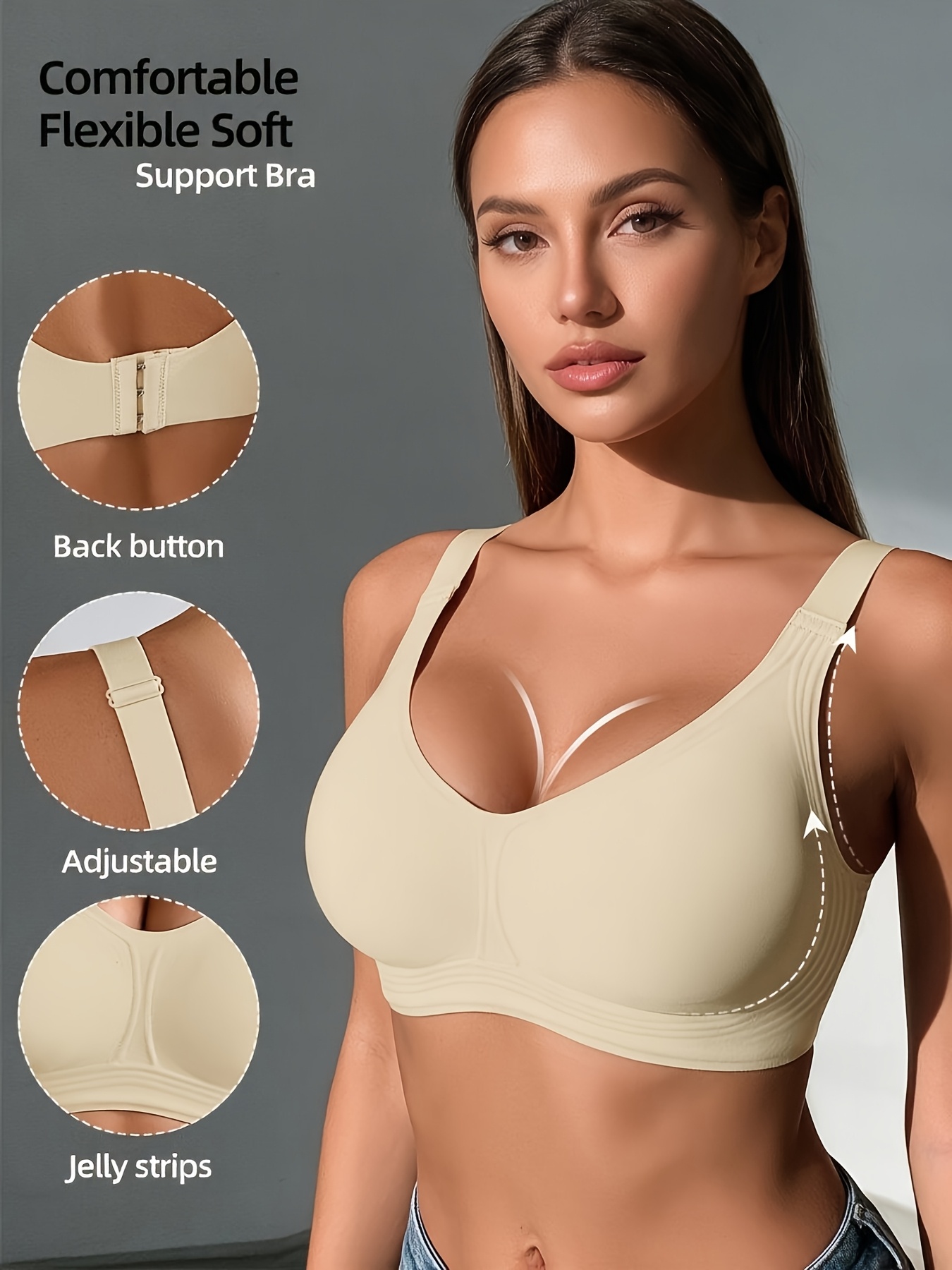 3pcs Sports Bra Set for Women, Jelly Gel Soft Support